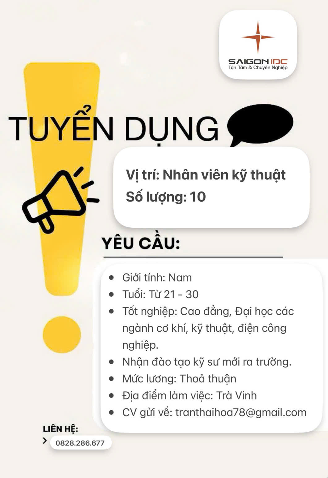 Công Ty SAIGON IDC  Tuyển Dụng Nhân Viên Kỹ Thuật